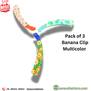 Premium Banana Clip For Women & Girl (Pack Of 3)  With Multicolor Banana Clip By Sanaya Fashions Hair Accessories