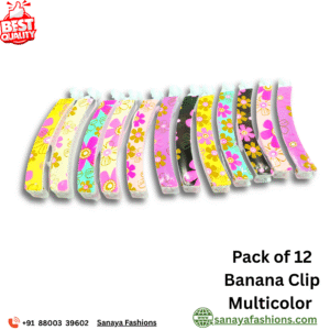 Premium Banana Clip For Women & Girl (Pack Of 12)  With Multicolor Banana Clip By Sanaya Fashions Hair Accessories