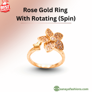 Sanaya Fashions Diamond Rose Gold Plated Adjustable Ring For Women/Girls Stainless Steel with Rotatable