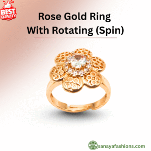 Sanaya Fashions Diamond Rose Gold Plated Adjustable Ring For Women/Girls Stainless Steel with Rotatable
