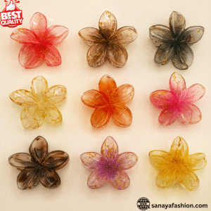 Premium 3pcs Hawaiian Flower Hair Clutcher Clips For Women & Girls Flower Hair Claw (Multicolor) By Sanaya Fashions Hair Accessories