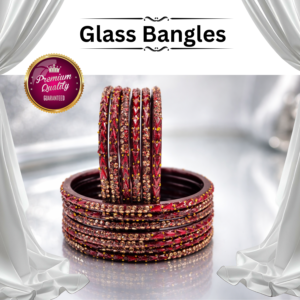 Handcrafted Glass Bangels For Women,Bridal & Girls by Sanaya Fashions Colour In Morpankhi,Red, & Maroon (Pack of 12)