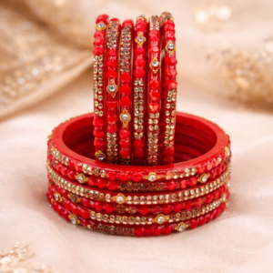 Handcrafted Glass Bangels For Women,Bridal & Girls by Sanaya Fashions Colour In Green, Red, & Maroon (Pack of 12)